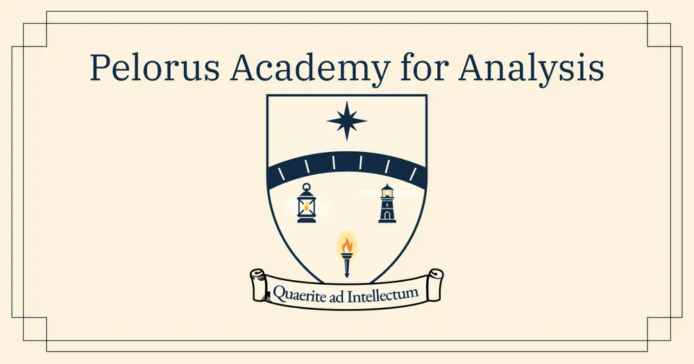 Pelorus Shield ICON with the North star on top, nautical Arc with six tic marks, lantern, flame, and lighthouse